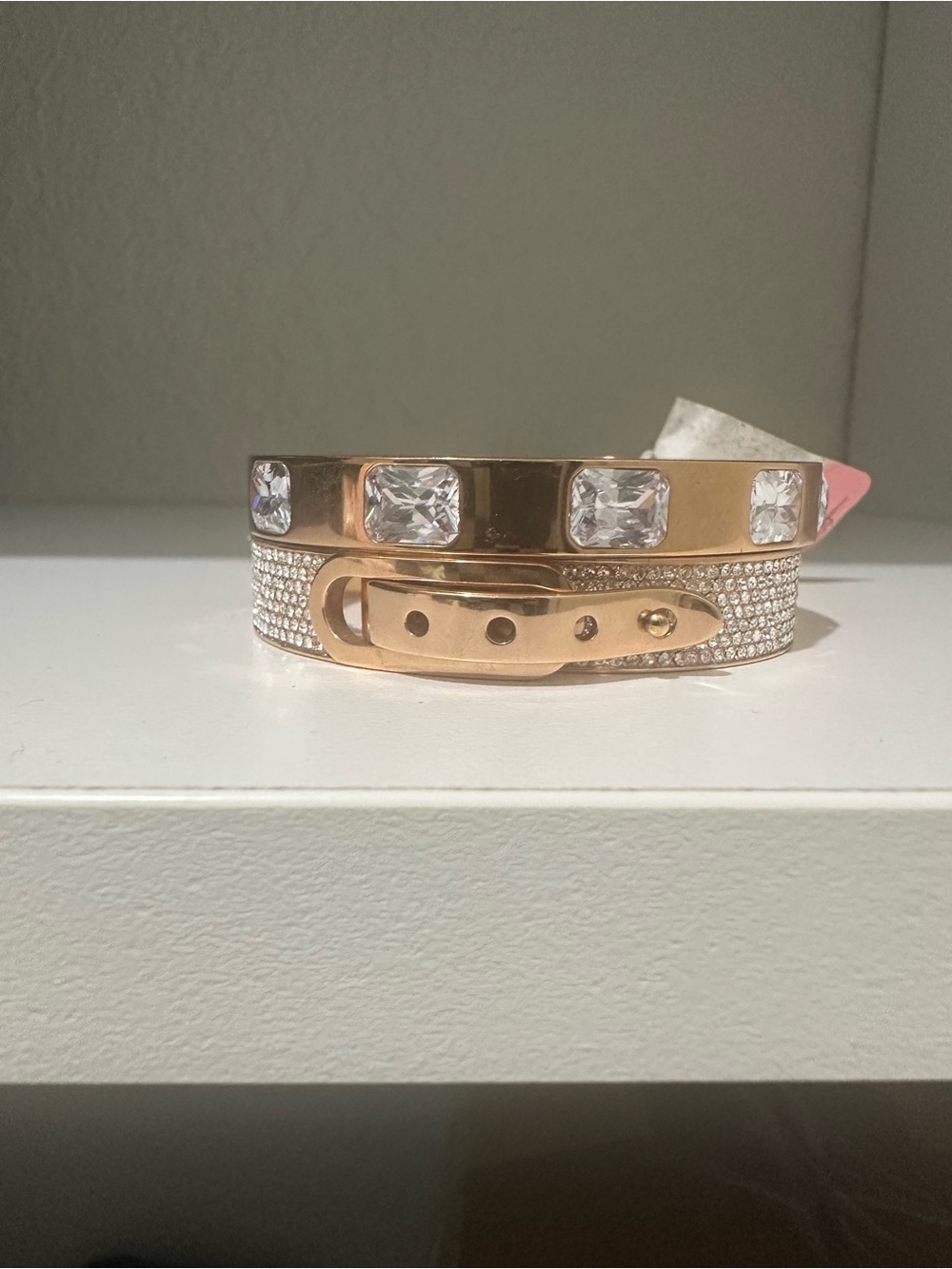 Michael Kors Rose Gold Crystal Accent Bangle Bracelet SET OF 2 NWT- Women